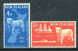 New Zealand 1957 75th Anniversary Of First Export Of New Zealand Lamb Set HM (SG 758-759) - Ungebraucht