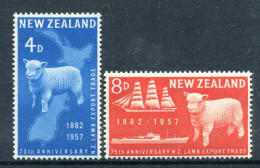 New Zealand 1957 75th Anniversary Of First Export Of New Zealand Lamb Set HM (SG 758-759) - Ungebraucht