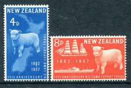 New Zealand 1957 75th Anniversary Of First Export Of New Zealand Lamb Set HM (SG 758-759) - Ongebruikt