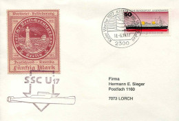 327  Sous-marin: Doc. D'Allemagne, 1977 - Submarine, Poster Stamp (reprint). Kieler Woche Cancel. Vignette - Sous-marins