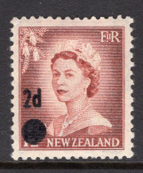 New Zealand 1958 QEII Surcharge - 2d On 1½d Brown-lake - Larger Dot - HM (SG 763) - Ongebruikt