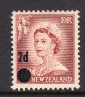 New Zealand 1958 QEII Surcharge - 2d On 1½d Brown-lake - Larger Dot - HM (SG 763) - Nuovi