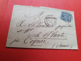 Lettre Avec Texte De Tours Pour La Plante Près De Cognac En 1879 - Réf 77 - 1877-1920: Semi Modern Period