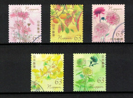 JAPAN 2022 AUTUMN GREETINGS FLOWERS 63 YEN COMP. SET OF 5 STAMPS IN FINE USED (**) - Oblitérés