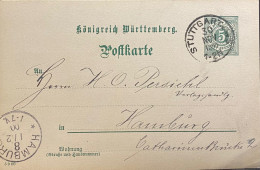 Postkaart Van Stuttgart Naar Hamburg 1900 - Andere & Zonder Classificatie