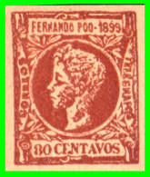 ESPAÑA COLONIAS ESPAÑOLAS FERNANDO POO 80 Cts. -1899 ALFONSO XIII . COLOR CHOCOLATE SIN DENTAR NUEVO - Fernando Po