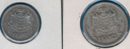 MONACO LOT MONNAIES 2 COINS:  1 + 2 FRANCS ND 1943 KM# 120 + 121 Louis II Aluminium - 1922-1949 Louis II.
