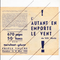 Edition MARABOUT - Feuillet Publicitaire Pour La Sortie Du Roman " L'Autant En Emporte Le Vent " 1953 (B336) - Marque-Pages