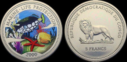 Republique Democratique Du Congo 5 Francs 2000 Marine-life Protection Proof In Plastic Capsule - Congo (Democratic Republic 1998)