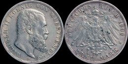 Germany Württemberg Wilhelm II 3 Mark 1909F - 2, 3 & 5 Mark Argento