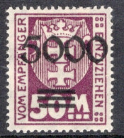 Danzig 1923 Single Stamp From The Postage Due Set With 5000 Overprint In Mounted Mint - Taxe