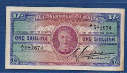 MALTA - P.16 – 1 Shilling ND (1943) XF/aUNC, S/n A/I 581674  "George VI" Issue - Malta