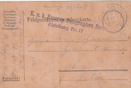 Feldpostkarte - K.u.k. Reserve-Telegraphen Bau Abteilung Nr. 17 - 1915 (63998) - Cartas & Documentos