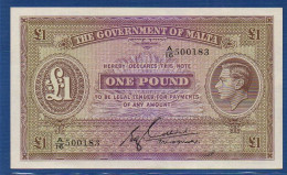 MALTA - P.20b – 1 Pound ND (1940) UNC, S/n A/16 500183  "George VI" Issue - Malte