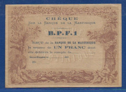 MARTINIQUE - P. 5A – 1 Franc 1870's XF+, NO S/n - Autres - Amérique