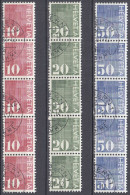 SCHWEIZ  933-35 R II, 5erStreifen Nummer Dreistellig, Gestempelt, Ziffer Auf Muster, 1970 - Rouleaux