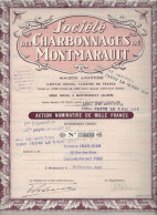 SOCIETE DES CHARBONNAGES DE MONTMARAULT - ALLIER - LOT DE 10 ACTIONS - ANNEE 1942 - Textile