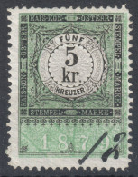1879  Austria - Revenue Fiscal Tax Stamp - 5 Kr. - Used - Stempel Marke - Fiscaux