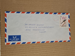 LETTRE KAMPUCHEA 1992 OBLITERATIN MECANIQUE ROUGE  POUR STRASBOURG OISEAU - Kampuchea