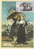 Carte Journée Du Timbre 1981, Goya Femmes Lisant Une Lettre  Excellent état - 1980-1989