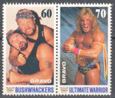 Bushwhackers Ultimate Warrior WWF World Wrestling Federation BRAVO Germany LABEL CINDERELLA VIGNETTE Sport TV - Lutte
