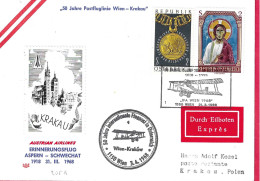 AUSTRIA - ERINNERUNGSFLUG AUA FROM ASPERN TO SCHWECHAT * 31.3.1968* ON OFFICIAL COVER - Premiers Vols