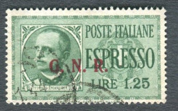 RSI 1943-44 ESPRESSO 1,25  SOPRASTAMPA G.N.R.USATO - Poste Exprèsse