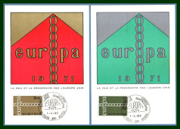 Carte Maximum Europa 1971 Belgique België Belgium Yv. N° 1578 1579  (voir !) - 1971