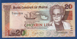 MALTA - P.40 – 20 Liri L. 1967 (1986) UNC, S/n D/I 000338 "Agata Barbara" Issue  - LOW NUMBER - Malte