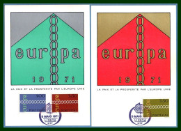 Carte Maximum Europa 1971 Portugal Yv. N° 1107 1108 1109 (cote XX TB)  (voir !) - 1971