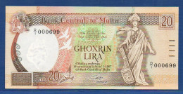 MALTA - P.44 – 20 Liri L. 1967 (1989) UNC, S/n D/1 000699  LOW NUMBER - Malte