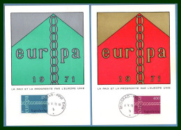 Carte Maximum Europa 1971 Jugoslavija Yougoslavie Yv. N° 1301 1302  (voir !) - 1971