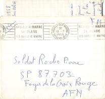 LETTRE FM AVION NEUILLY SUR MARNE 18/7/1958 POUR SOLDAT SP 87703 FOYER CROIX ROUGE - Guerra D'Algeria