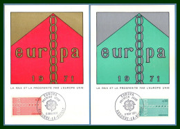 Carte Maximum Europa 1971 Andorre Yv. N° 212 213  (petit Pelurage En Marge HG De La 212, Voir !) - 1971