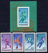 BULGARIA 1979 Winter Olympic Games, Lake Placid: Set And  Block MNH / **.  Michel 2824-27 + Block 94 - Ungebraucht