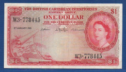 BRITISH CARIBBEAN TERRITORIES - P. 7c – 1 Dollar 02.01.1961 VF, Serie W3-778446 - Caribes Orientales