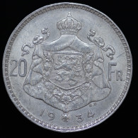 Belgique / Belgium, ALBERT I KONING, 20 Francs, 1934, Argent (Silver), SPL (UNC), KM#104.1 - 20 Frank & 4 Belgas