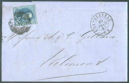 N°15 - Médaillon 20 Centimes Bleu Obl. P.26 Sur Lettre De CHATELINEAU Le 26 Févr. 1864  Vers Tirlemont - 21033 - 1863-1864 Medallones (13/16)