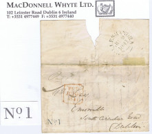 Ireland Leitrim Cavan 1841 Cover To Dublin Posted At Carrigallen (sub-office To Killeshandra) With Unframed "No.1" RH - Préphilatélie