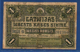 LATVIA - P. 2b – 1 Rublis 1919 VG/F, S/n G 202306 - Lettonia