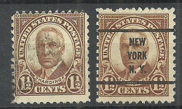 USA 1930 President Michel 262 Harding, 2 Stamps, Cancelled - Zähnungen (Perfins)