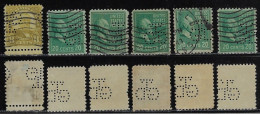 USA United States 1926/1942 6 Stamp With Perfin GTD By Greenfield Tap And Die Corporation Lochung Perfore - Zähnungen (Perfins)