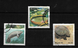 BRAZIL 1979 AMAZON NATIONAL PARK FAUNA TURTLE FISH FLORA SET OF 3 USED - Gebruikt