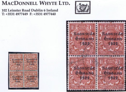 Ireland 1922-23 Thom Saorstat 3-line Ovpt On 1½d Brown Colon For 1 In Used Block Of 4, Dublin Cds - Oblitérés