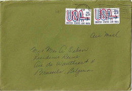 ENVELOPPE /ARI MAIL/DES USA /BROOKLYN VERS BELGIQUE/TIMBRES USA UNITED STATES AIR MAIL 21C X 2 - Andere & Zonder Classificatie