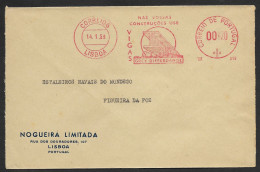 Portugal EMA Cachet Rouge Poutres De Construction Grey Differdange 1958 Construction Beams Meter Franking - Usines & Industries