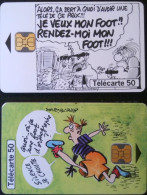 ►  France :  2 Télécartes  Foot BD France 1998 : Les Bidochon Par Binet -& Agripine Par Bretecher  T2G OB - 50U - 1998