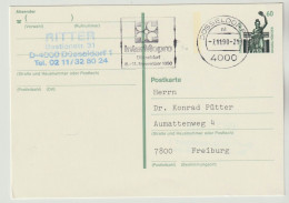 Ganzsache Postkarte 60 Pfg. Michel P144, InterMopro Düsseldorf 7.11.90, Siehe 2 Scans - Privatumschläge - Gebraucht