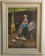 Jeune Paysanne Avec Des Poulets/ Young Peasant Woman With Chickens, Rouselle - Huiles