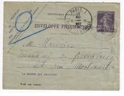 PARIS 1 Pl De La Bourse Enveloppe Entier 30c Semeuse Violet Yv EPP2 Storch K15 Verso 19 Villes Ob 11 1909 - Pneumatici